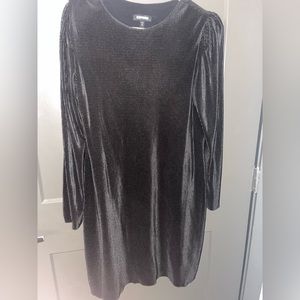 Black Shiny long sleeve dress from express